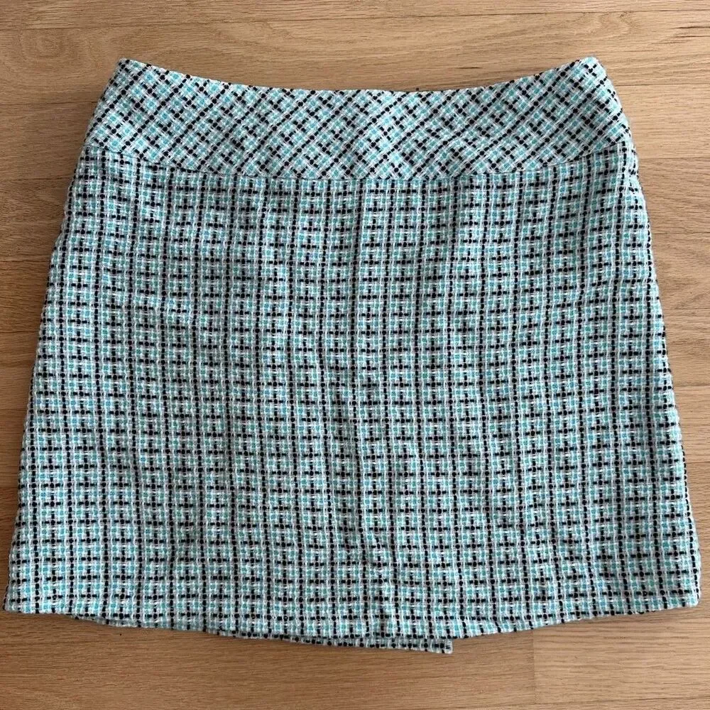 Vintage Y2k She's The 1 Sky Blue Tweed Button Wrap Short Skirt size Juniors 5